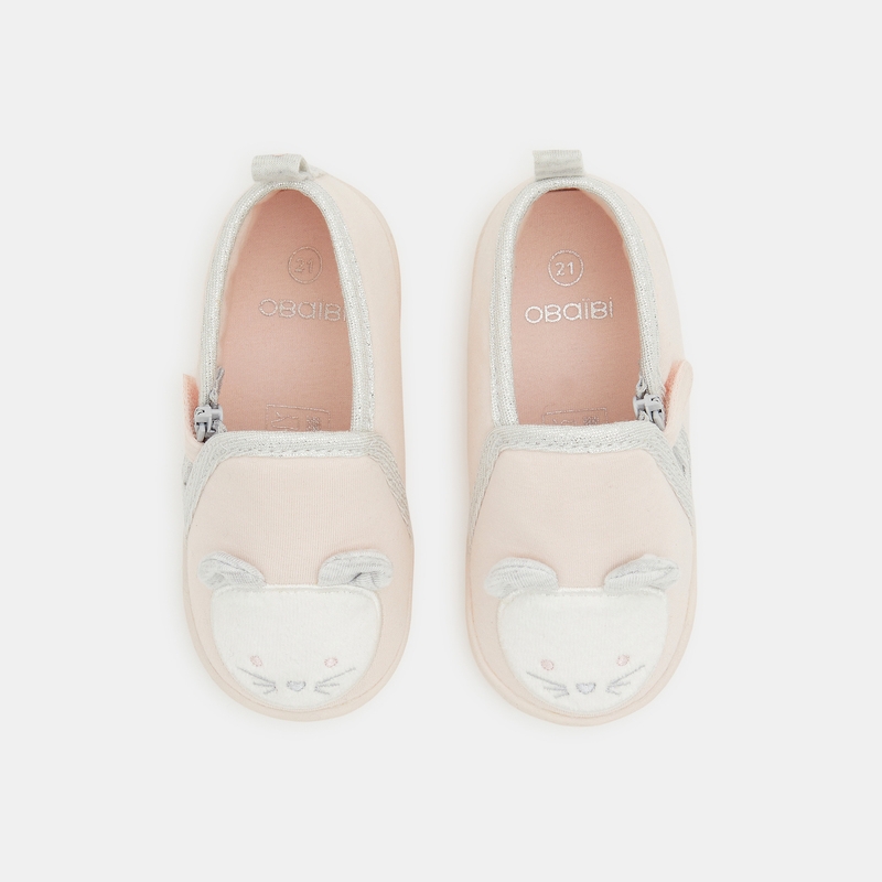Chaussons bottillons jersey Souris roses bébé fille