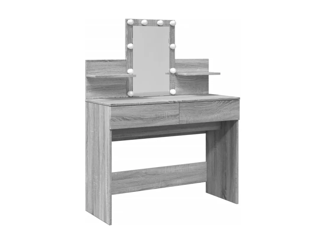 Coiffeuse avec LED sonoma gris 100x40x130 cm