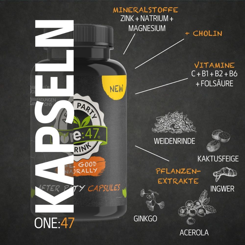 one:47® After Party Kapseln mit Elektrolyten und Vitaminen