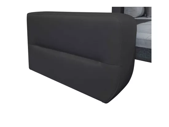 Canapé d'Angle Droit 4 places Suzie Convertible en Simili et Microfibre - Gris et Noir - L246 x 188 x 80cm - Loungitude