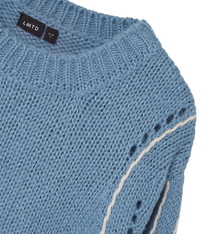 LMTD Bluse - Strick - NlfKarla - Ashley Blue m. Lochmuster