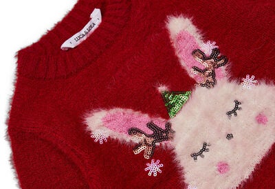Luca & Lola Baby Genser Winter Bunny, Red