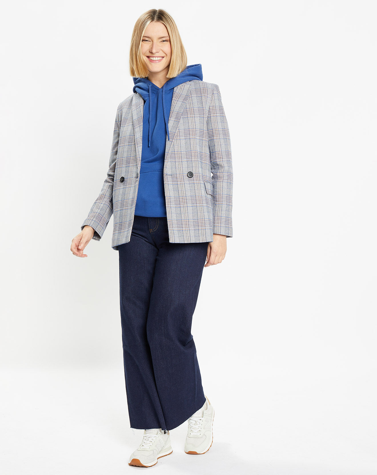Galeries Lafayette Veste blazer Rune double boutonnage imprimé Pince de Galles gris/noir