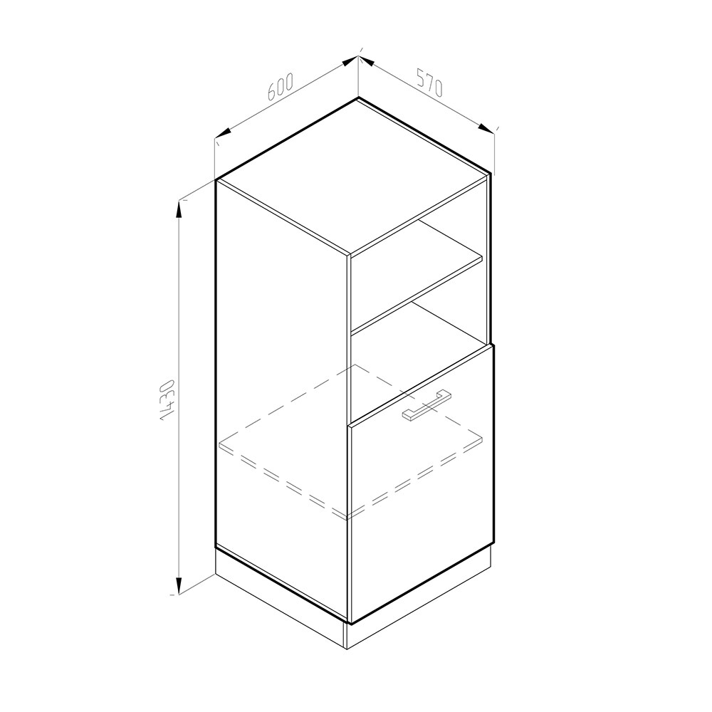 Vicco Backofenumbauschrank Küchenschrank Küchenzeile R-Line 60 cm Weiß Anthrazit kleine Tür Hochglanz
