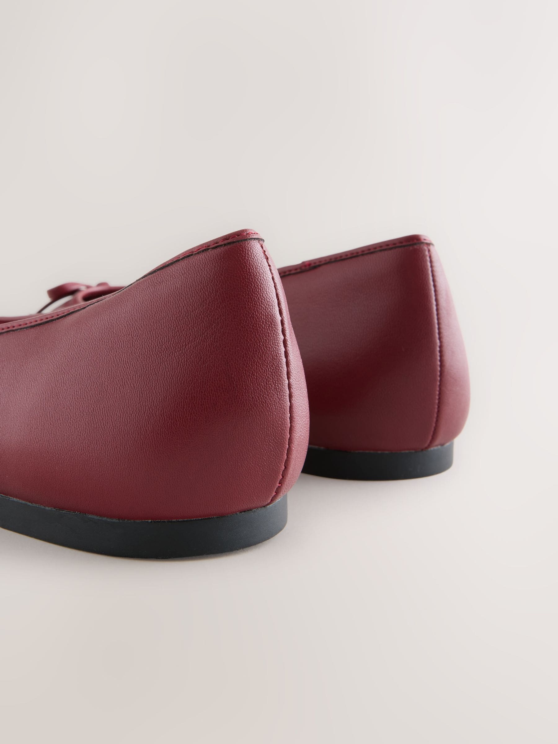 Rood - Leren Ballerina's met ronde neus