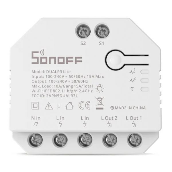 Sonoff Interruptor Inteligente Wi-fi de Relé Duplo C/ Controlo de Estores Elétricos Dual R3 Lite - DUALR3-LITE