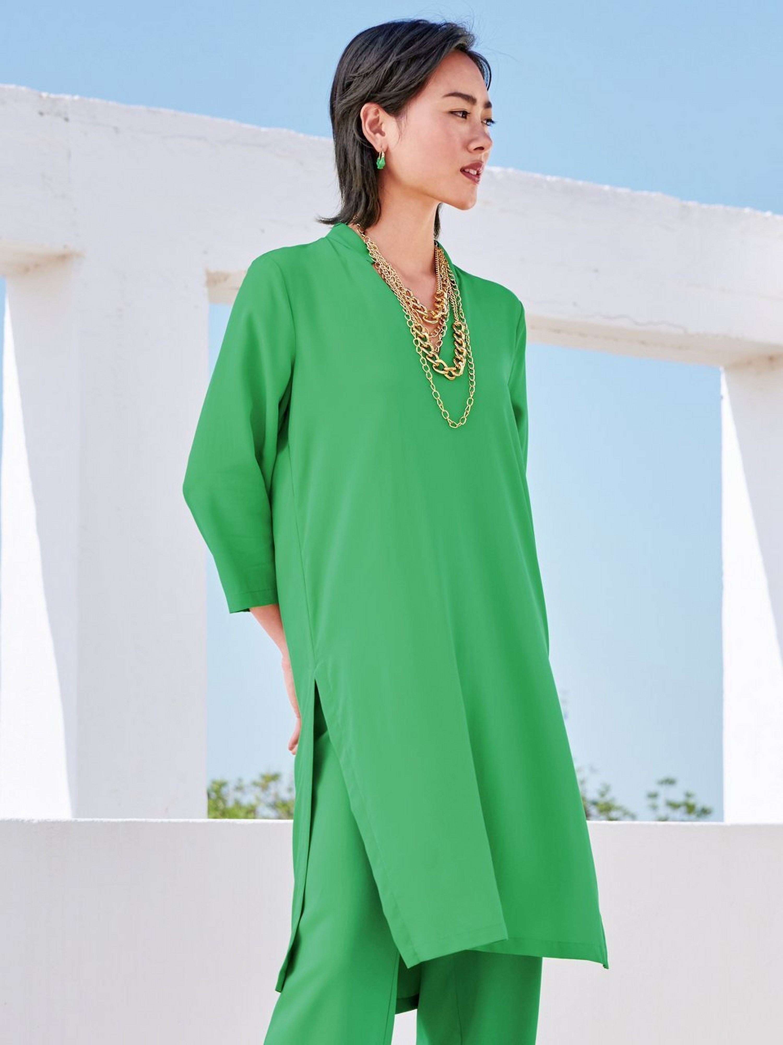 Long-Bluse mit 3/4-Arm