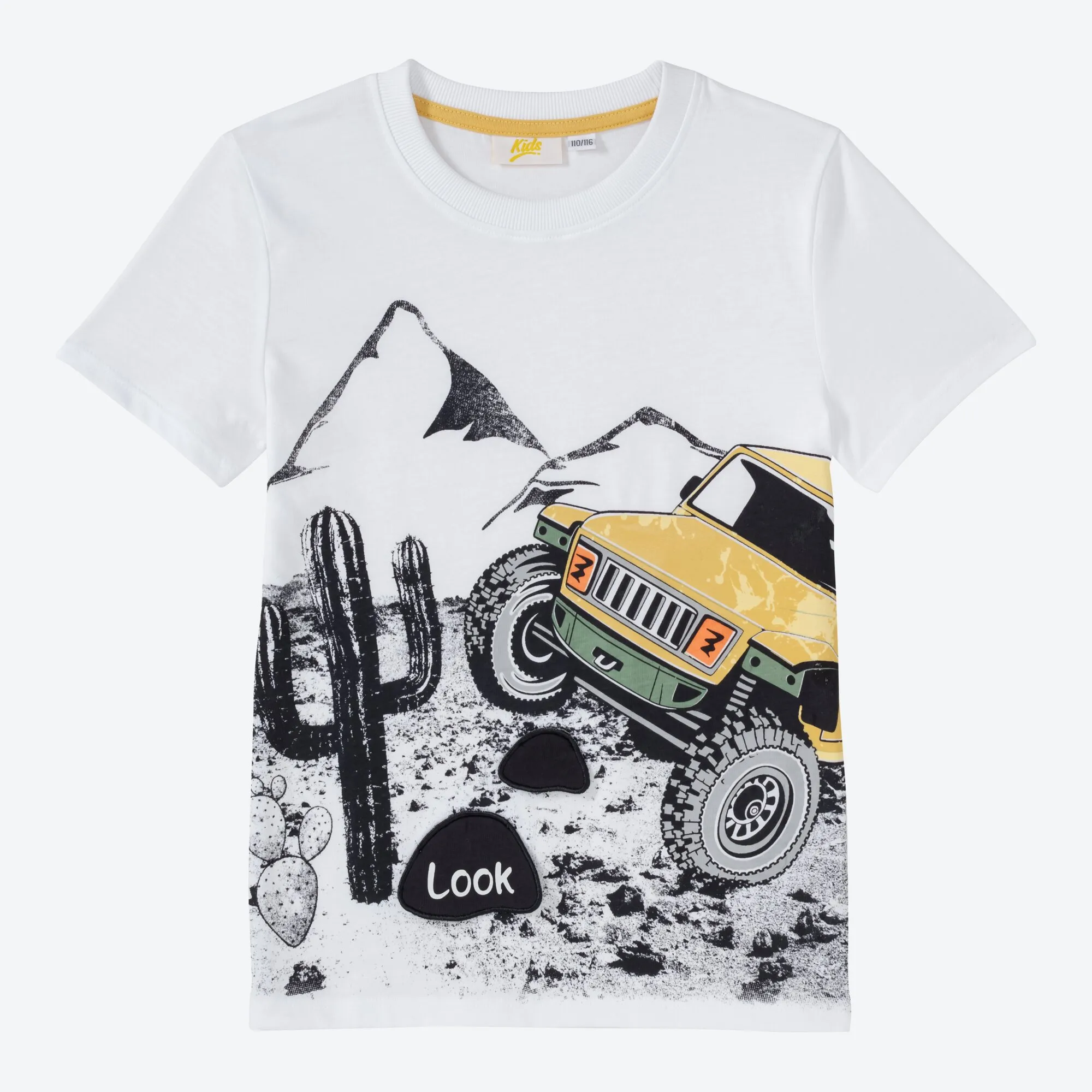 Jungen-T-Shirt mit Geländewagen-Frontaufdruck