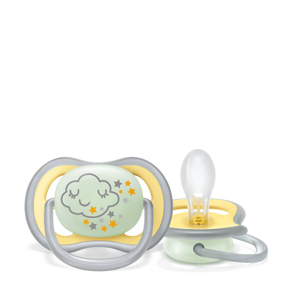 Schattige spenen met glow in the darkfopspeen 18M+ 2 stuks SCF376/01