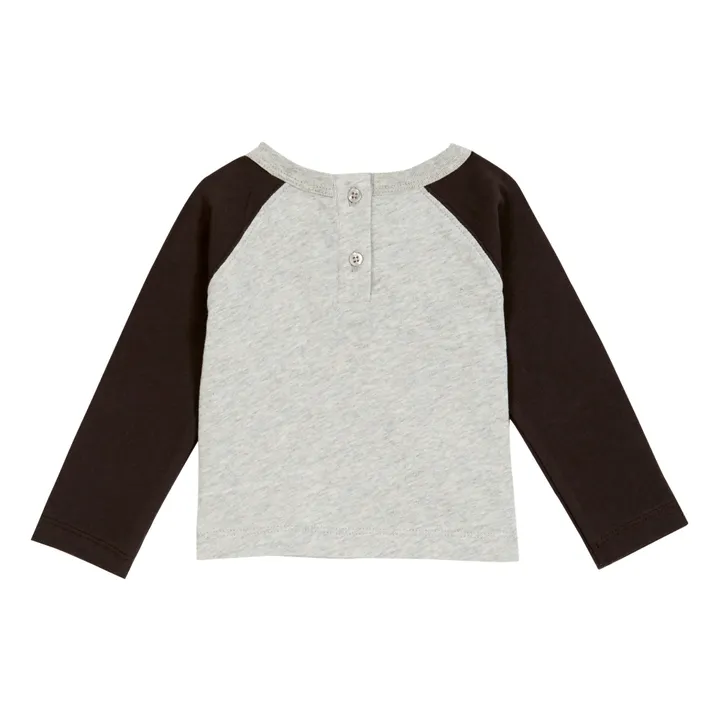 Emile et Ida T-Shirt Coton Bio Bicolore Souris | Gris chiné