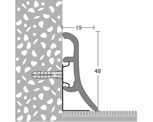 Geschuimde plint, rustiek eiken, 48 x 2500 mm