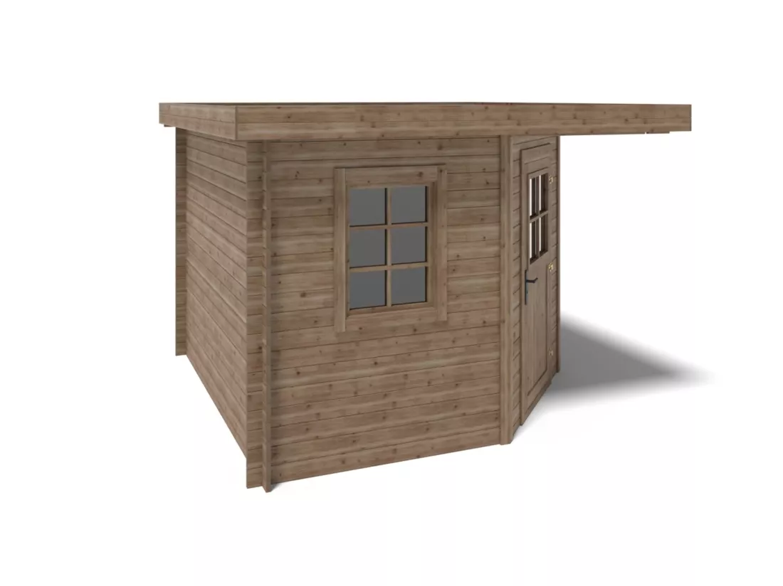 Abri de jardin en bois - 8m2 - 3x3m - Traité - Ep. 28mm - Couleur: marron - DOM706 - ALTANKA