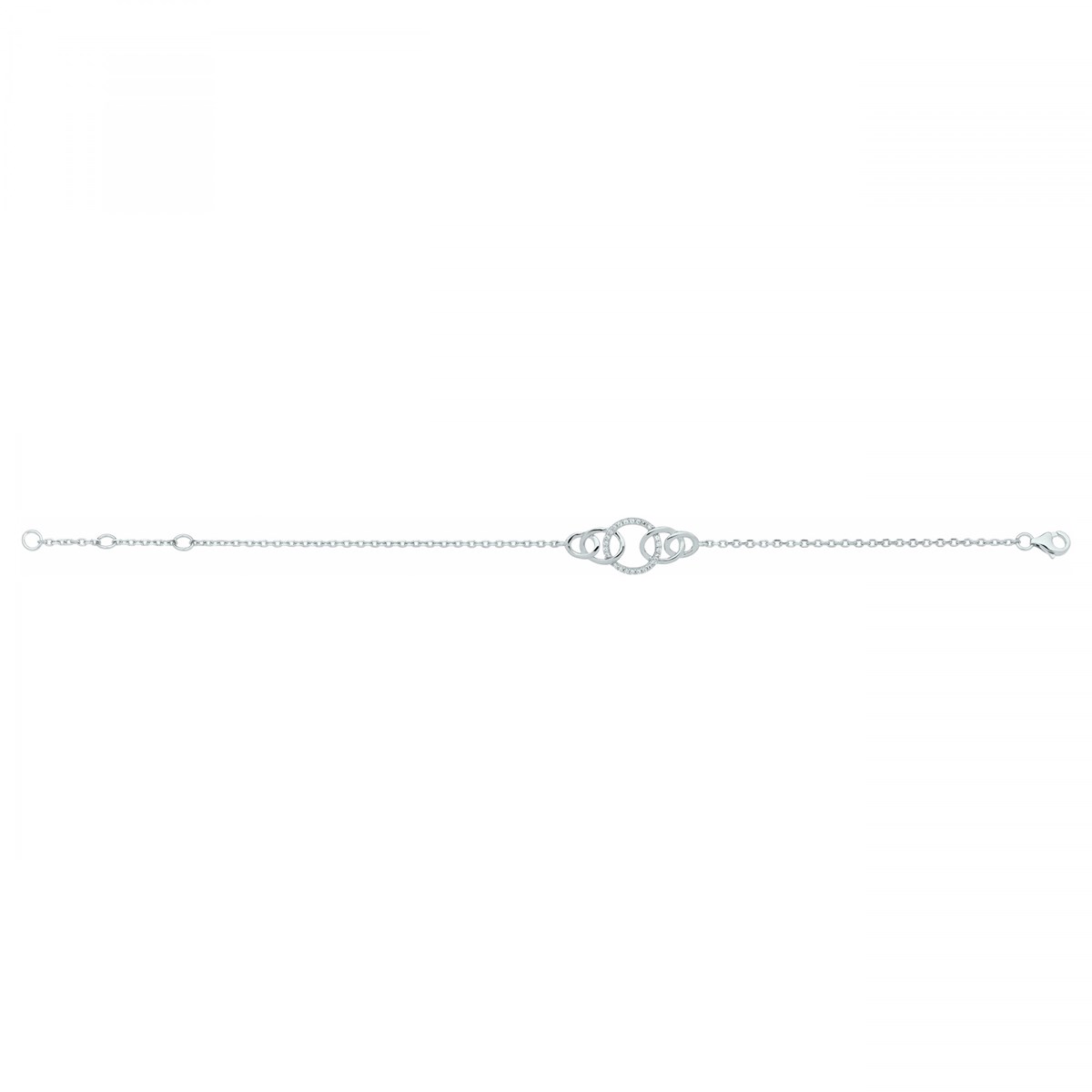 Bracelet souple mono-motif en Argent avec oxyde de zirconium blanc