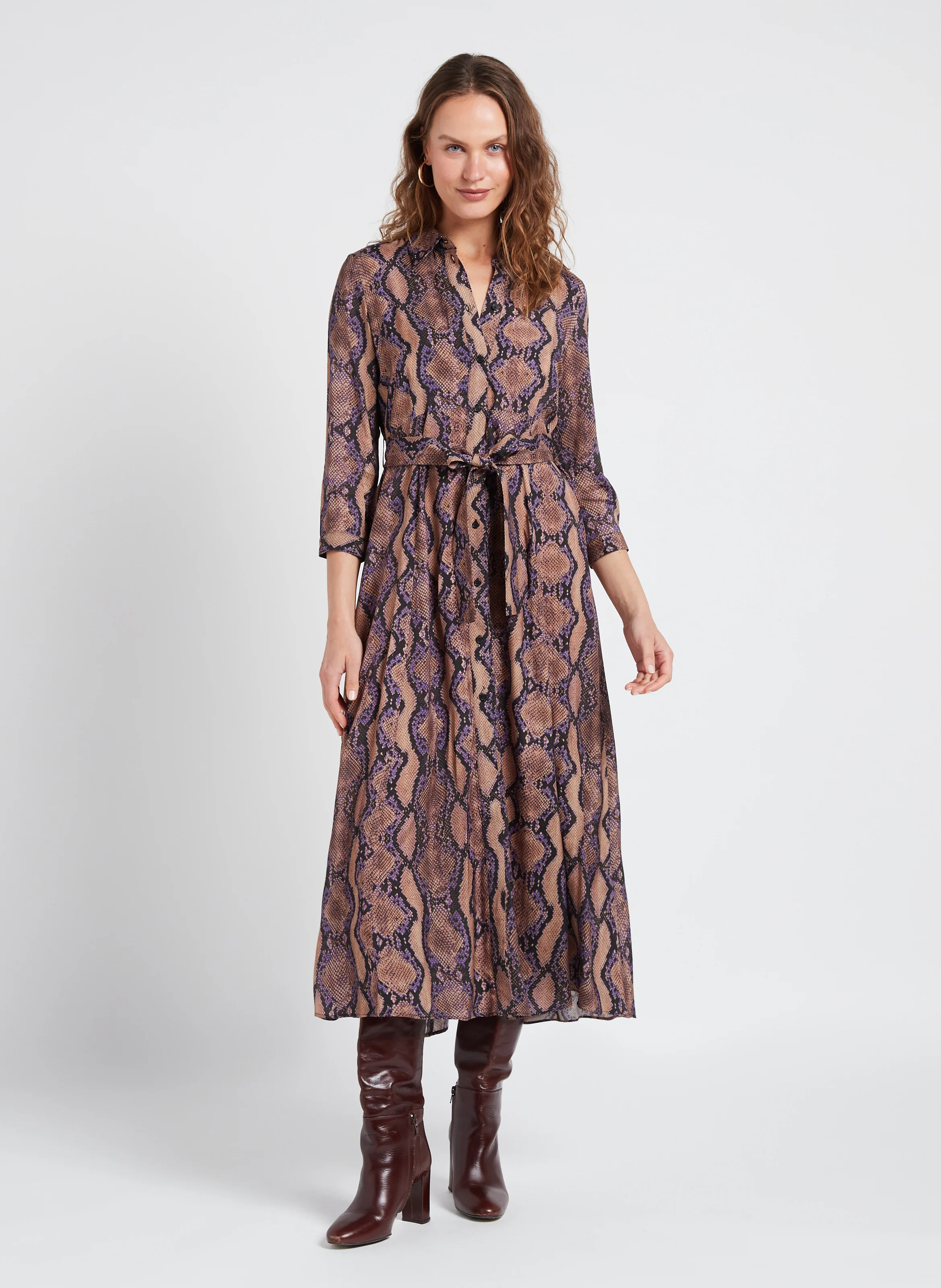 SUSHI - Robe chemise droite à imprimé | Multicolore