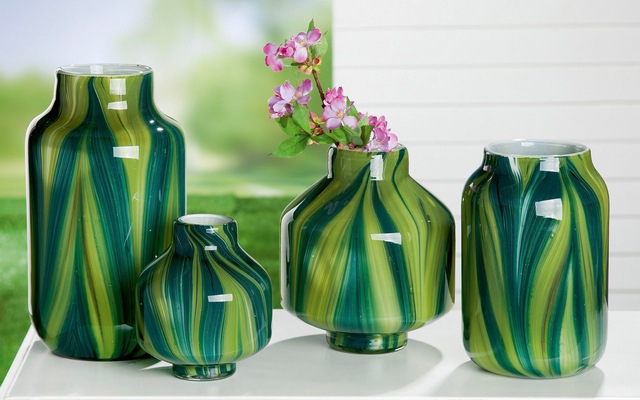 GILDE Tischvase »Verdo, Höhe ca. 22 cm« dekorative Vase aus Glas, Blumenvase