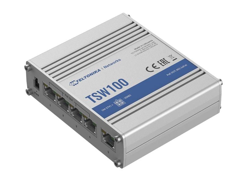 Teltonika Rail PoE  Switch TSW100 5 Port Industrieller POE  Switch ohne Management