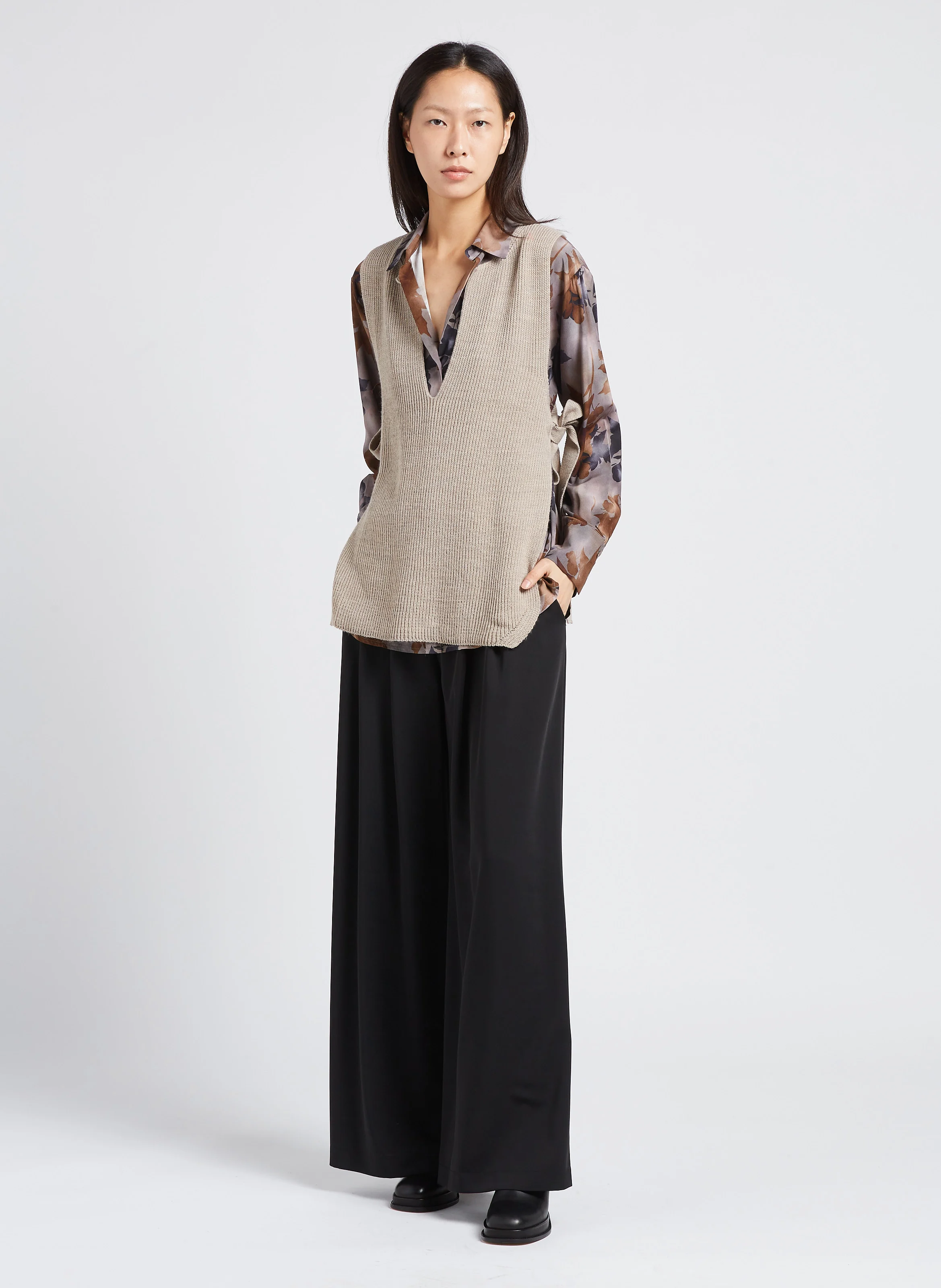 Pantalon large palazzo fluide | Noir