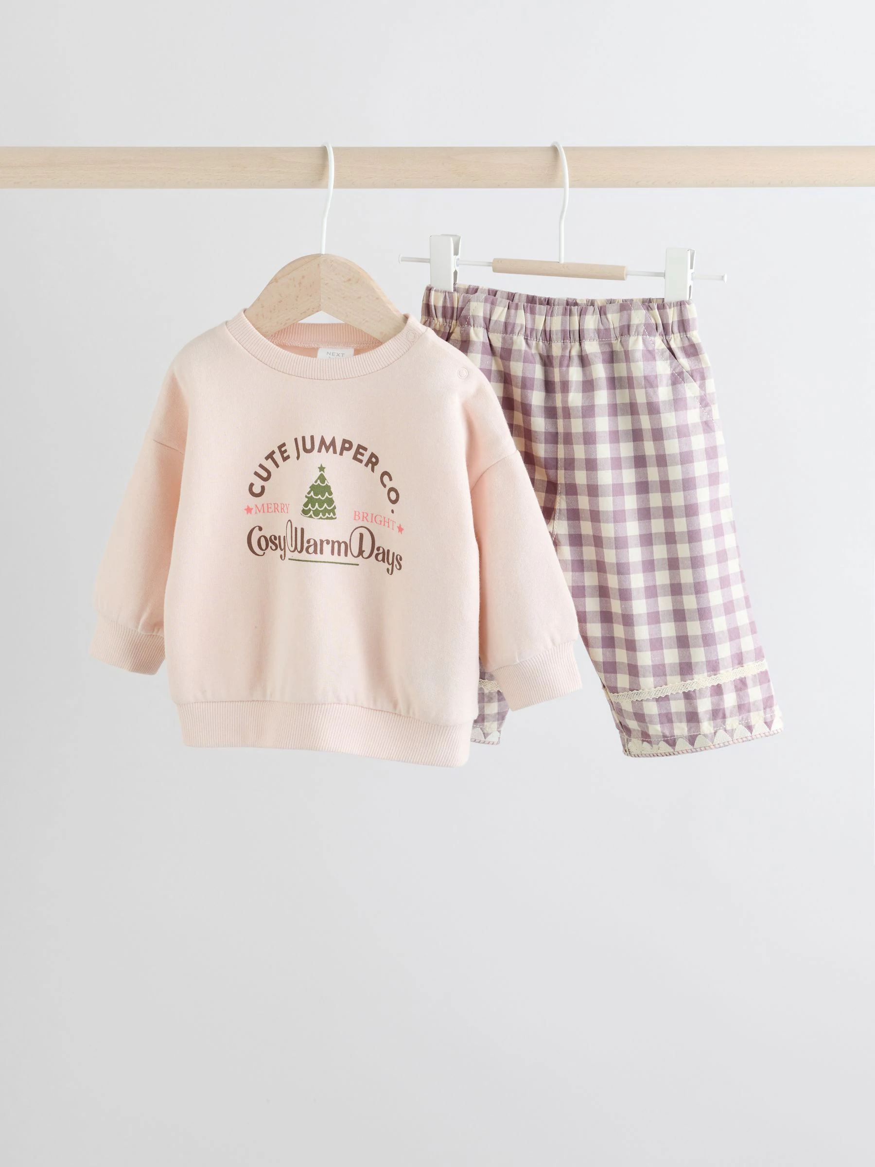 Roze - Baby Kerstmis Trui en Broeken 2 Pieces Set (0mnd-2jr)