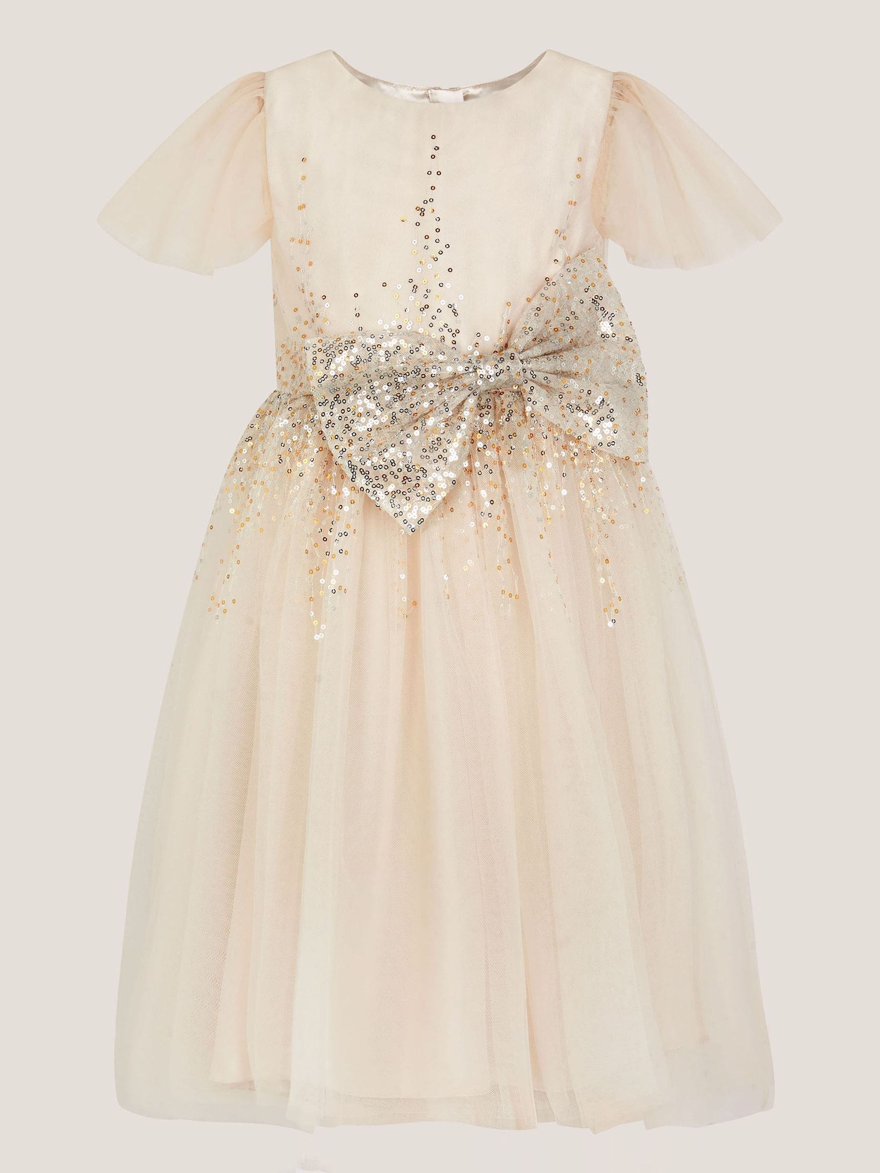 Monsoon Samara Sequin Waterfall Bow Dress