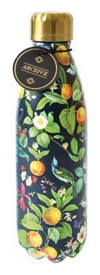 Botanical Printed Water Bottle: Dark Blue