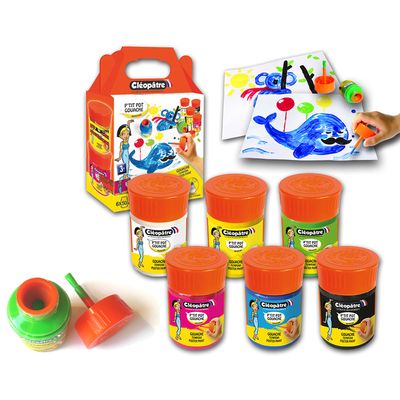 Cléopâtre NÉFERTARI - 6 Pots de peinture 50 ml - couleurs assorties - pinceau intégré