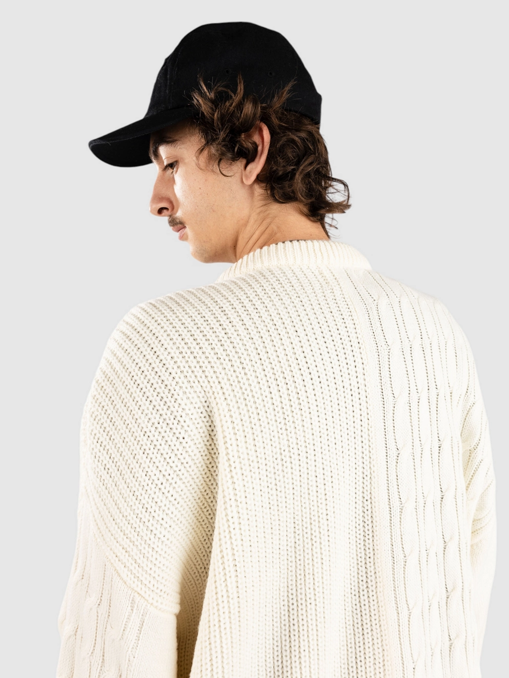 Denim Project Knitted Combined Pullover off white