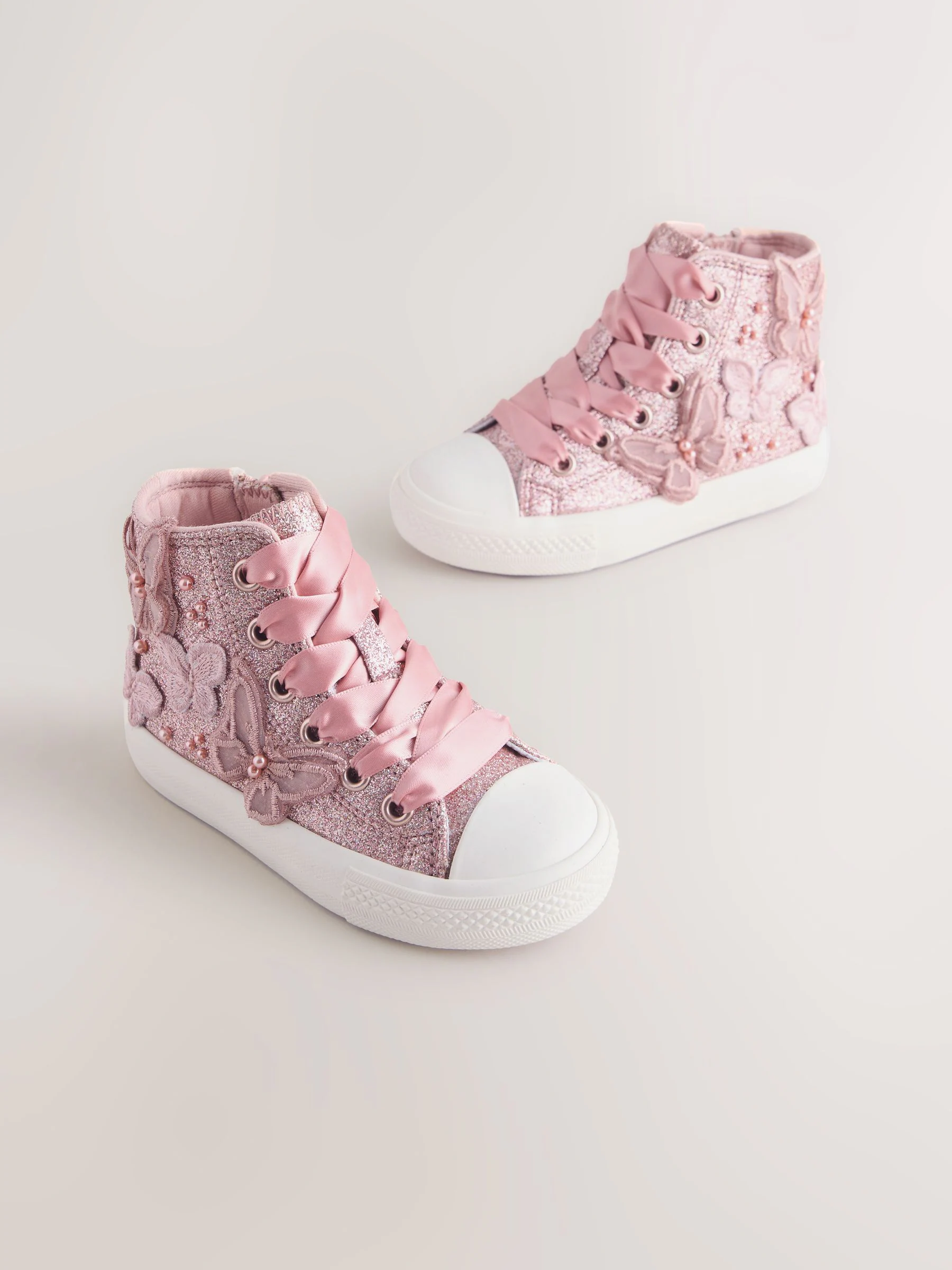 Roze met glittervlinderprint - High Top Trainer
