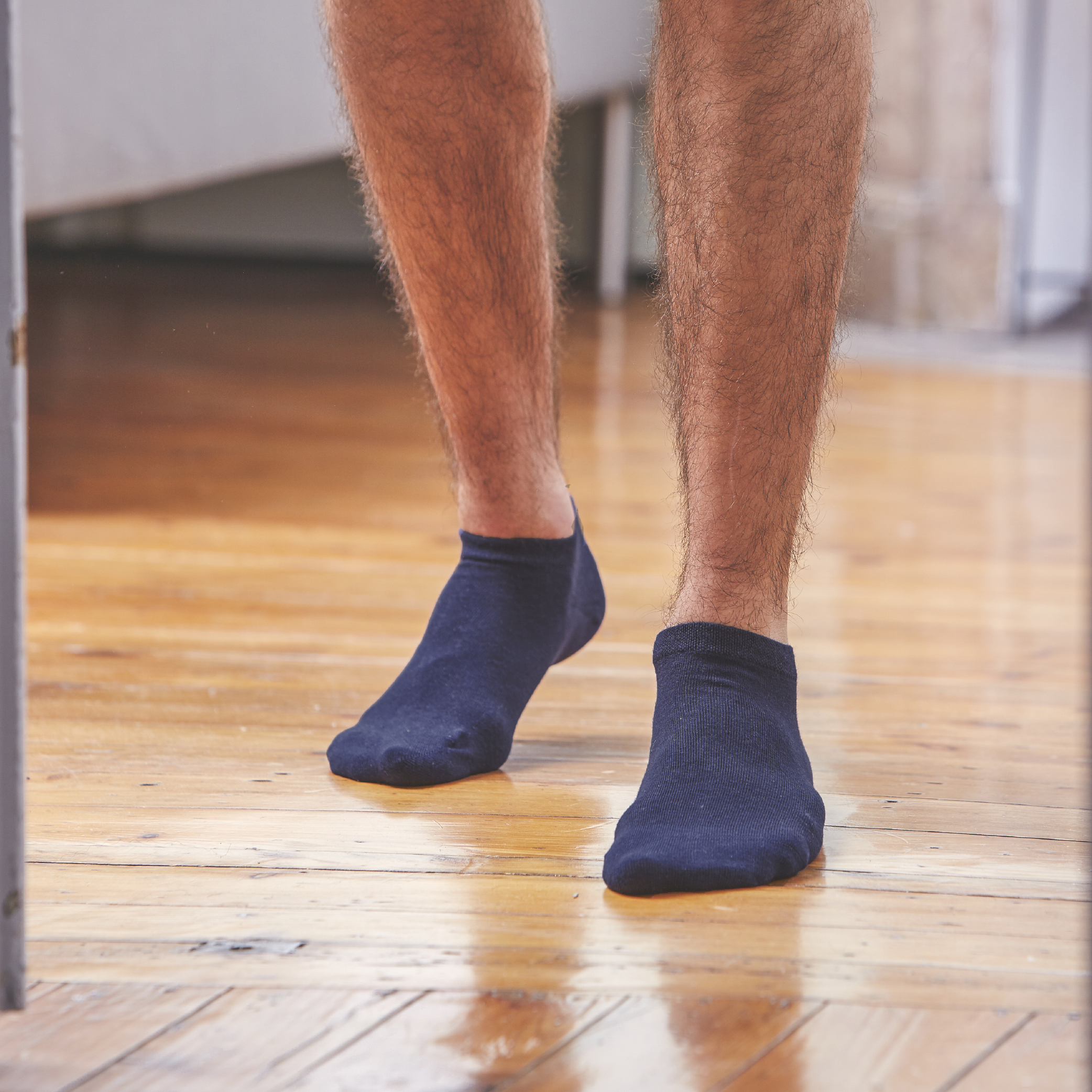 BLEU FONCÉ - Socquettes en coton peigné unies | Bleu