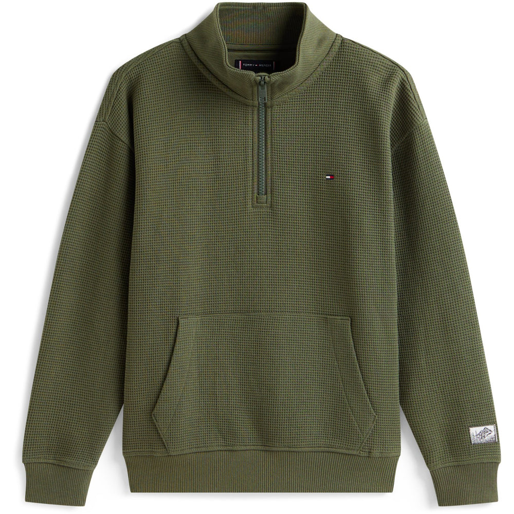 Køb Tommy Hilfiger Pewter Green Texture Half Zip Sweatshirt