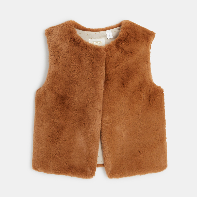 Boléro en fausse fourrure marron fille