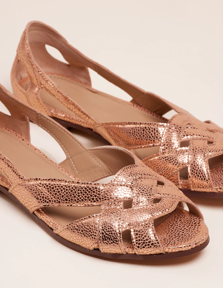 Sandales Clémentine - Cuir craquelé rose