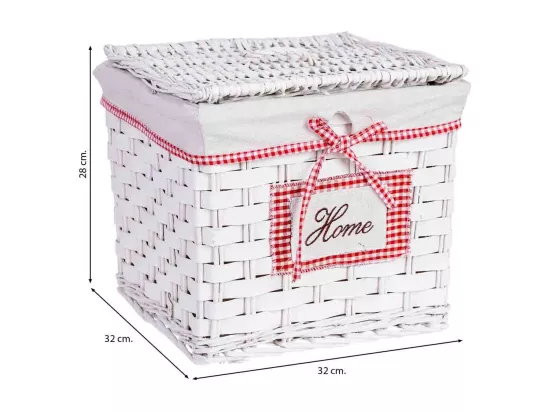 Panier à linge en osier gris 32x32x28h cm