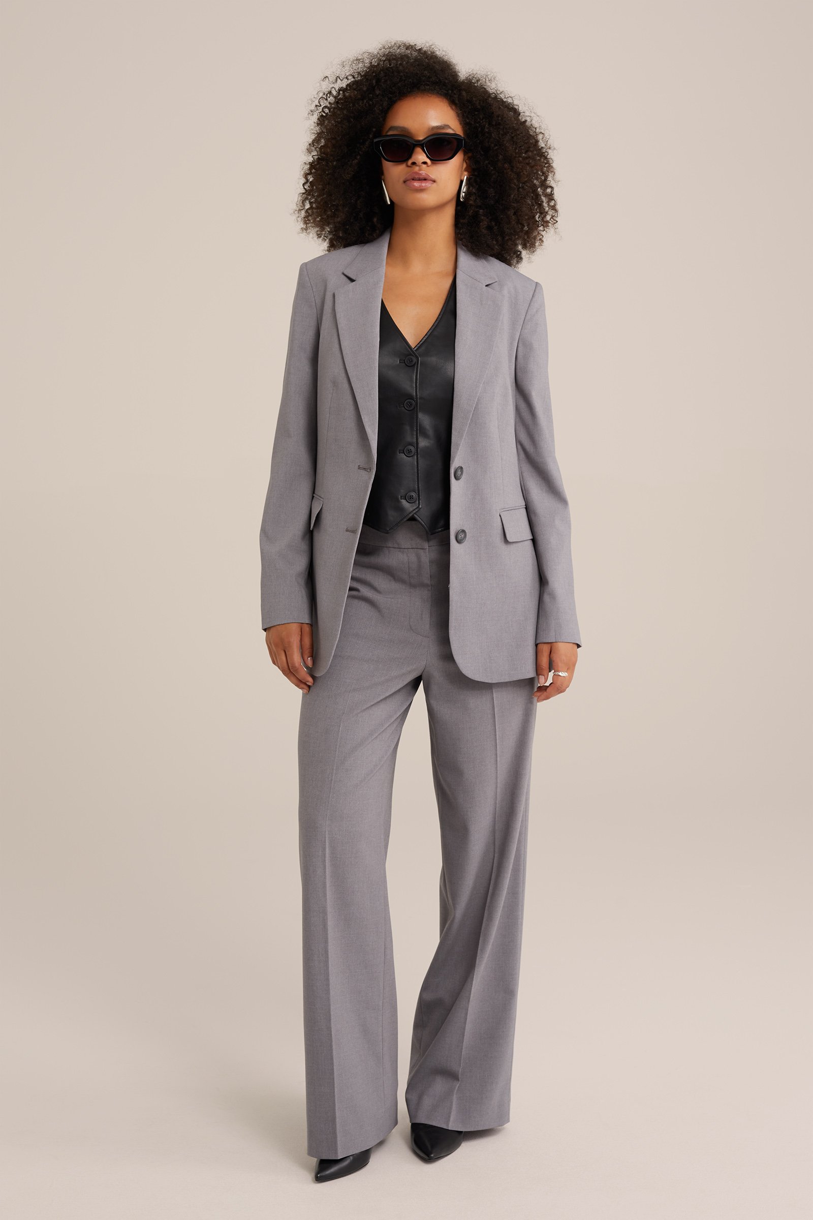 wide leg pantalon WE Fashion Grijs