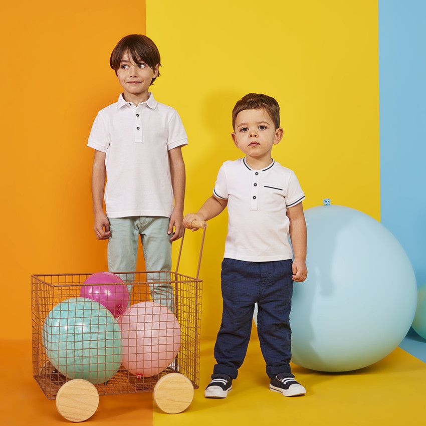 Pantalon uni en toile pour bébé garçon - Bleu marine