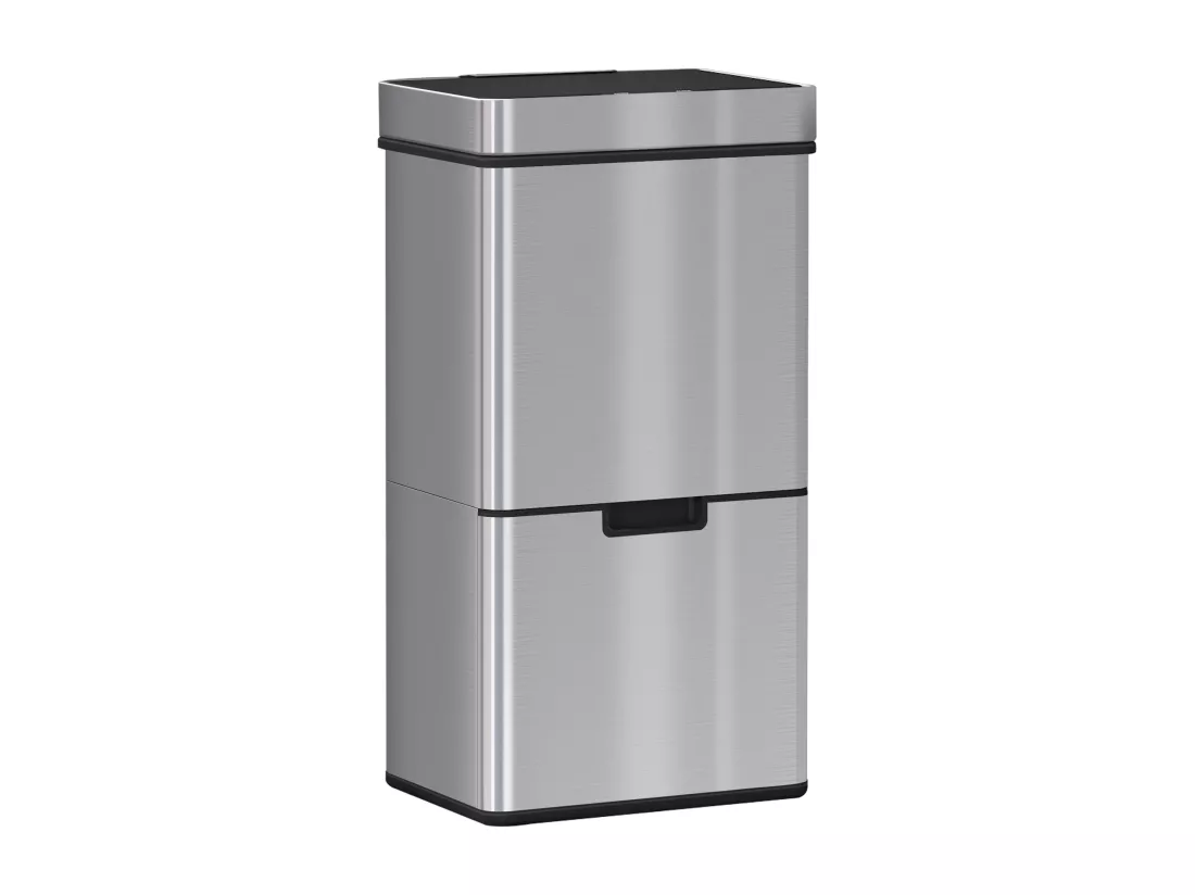 Poubelle automatique détecteur de mouvement poubelle tri selectif 3 bacs capacité totale 72L acier inox. brossé