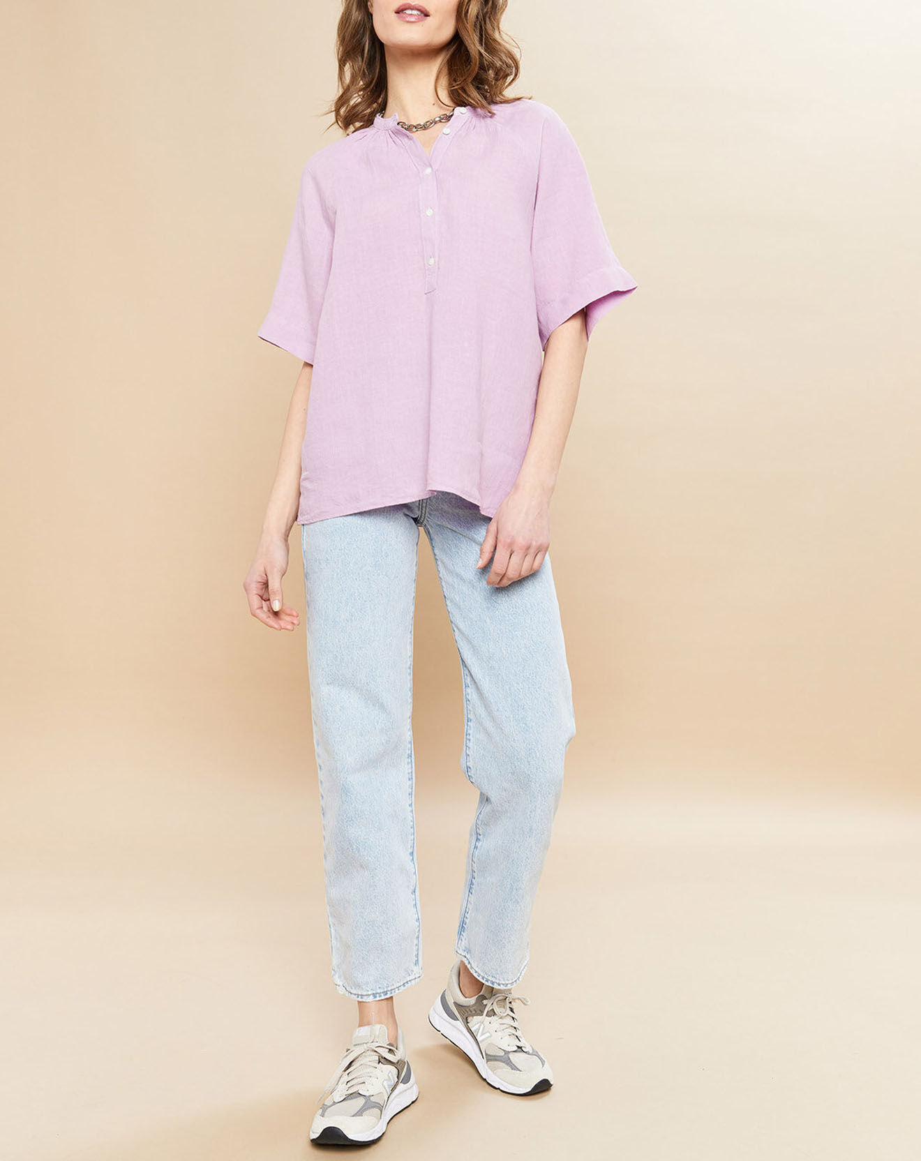 Hartford Blouse 100% Lin Colibri orchidée