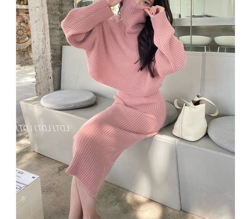 Whychunga - Set: coltrui gebreide top + high waist midi rok