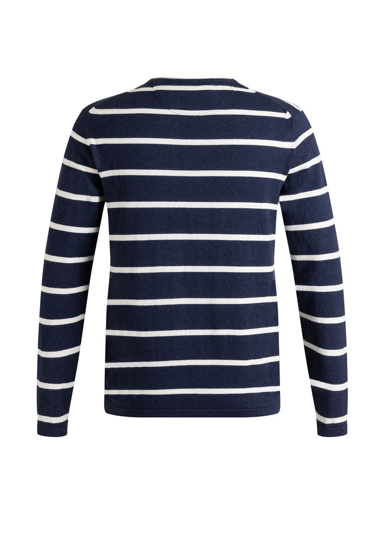 Sweater round neck striped Blau