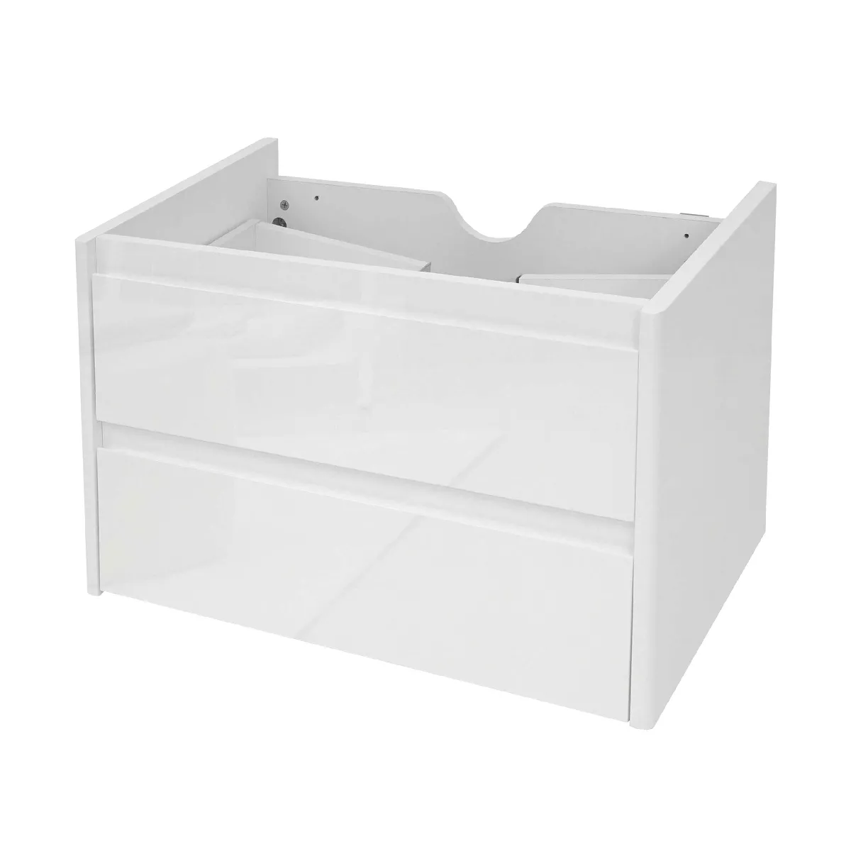 decoshop26 Meuble bas sous évier 2 tiroirs - Blanc brillant
