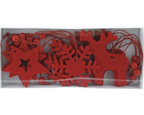 Kerstdecoratie ornamenten vilt rood 12 stuks