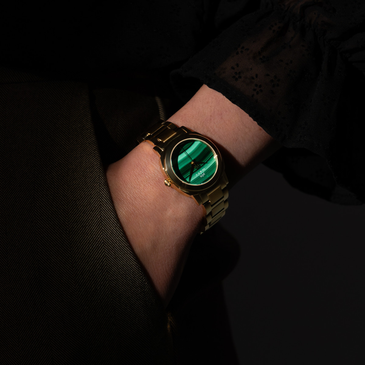 Montre MATY GM cadran Malachite bracelet acier