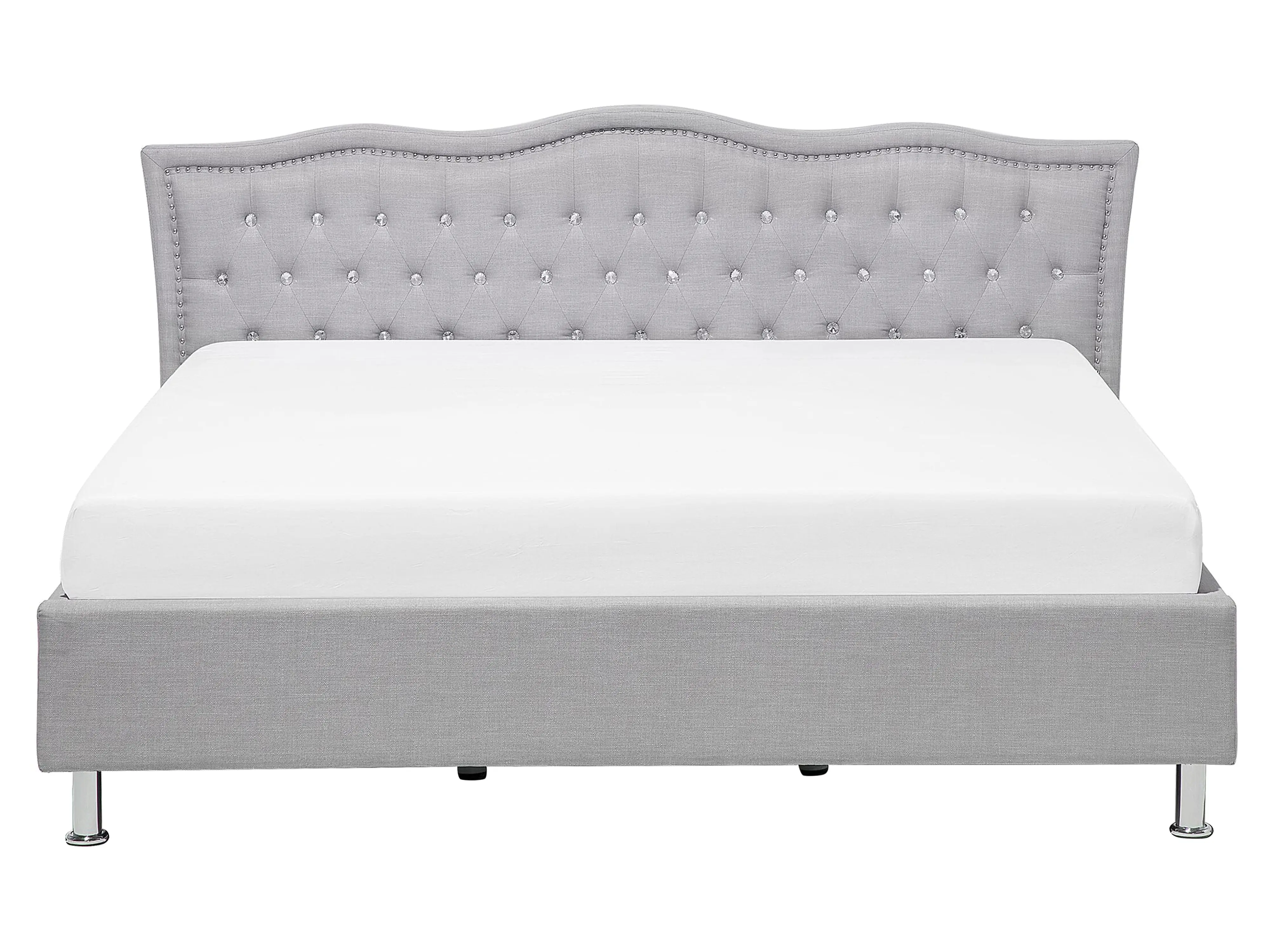 Bed met opbergruimte Stof METZ 160 x 200 cm Lichtgrijs