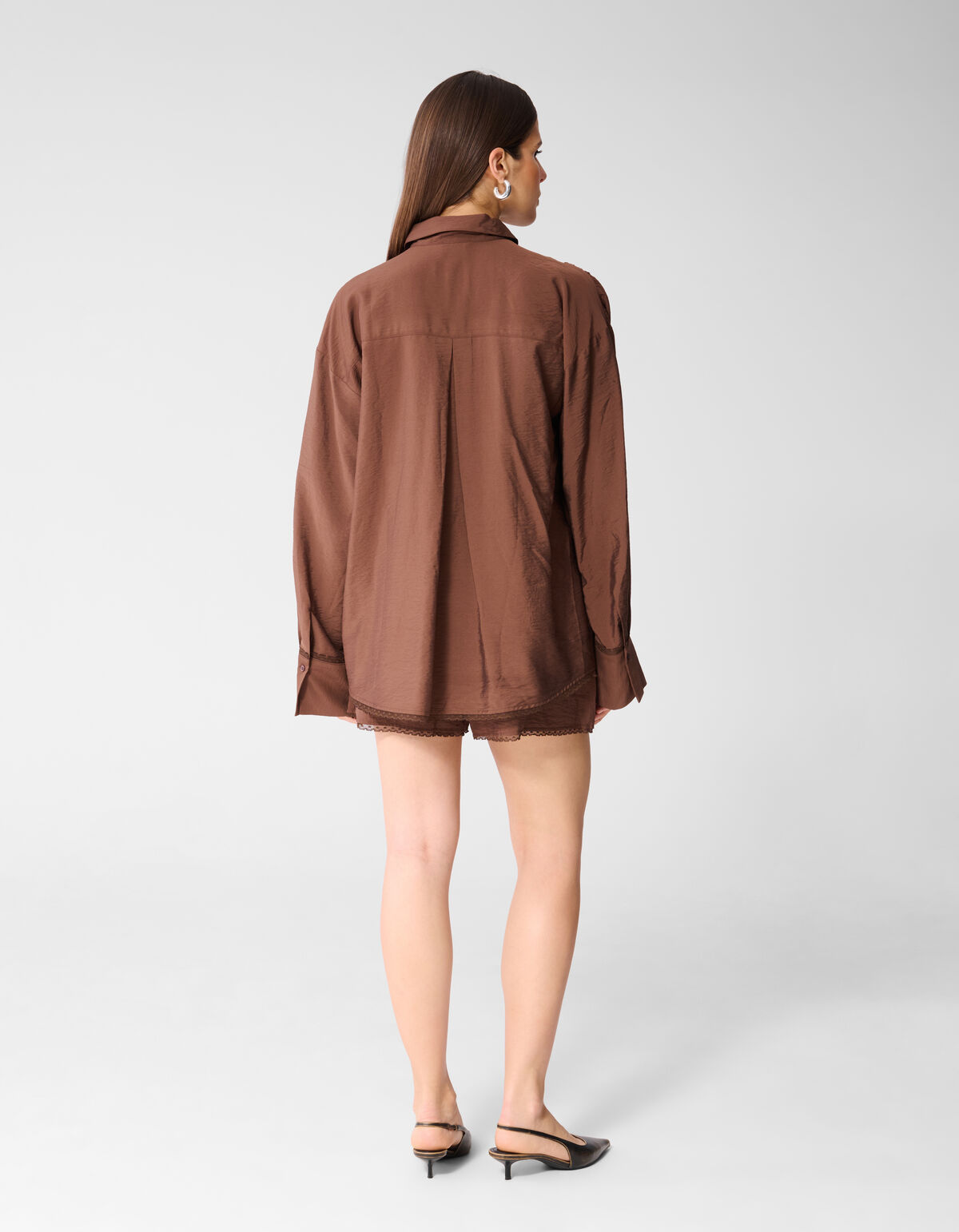 Oversized Kanten Blouse Bruin
