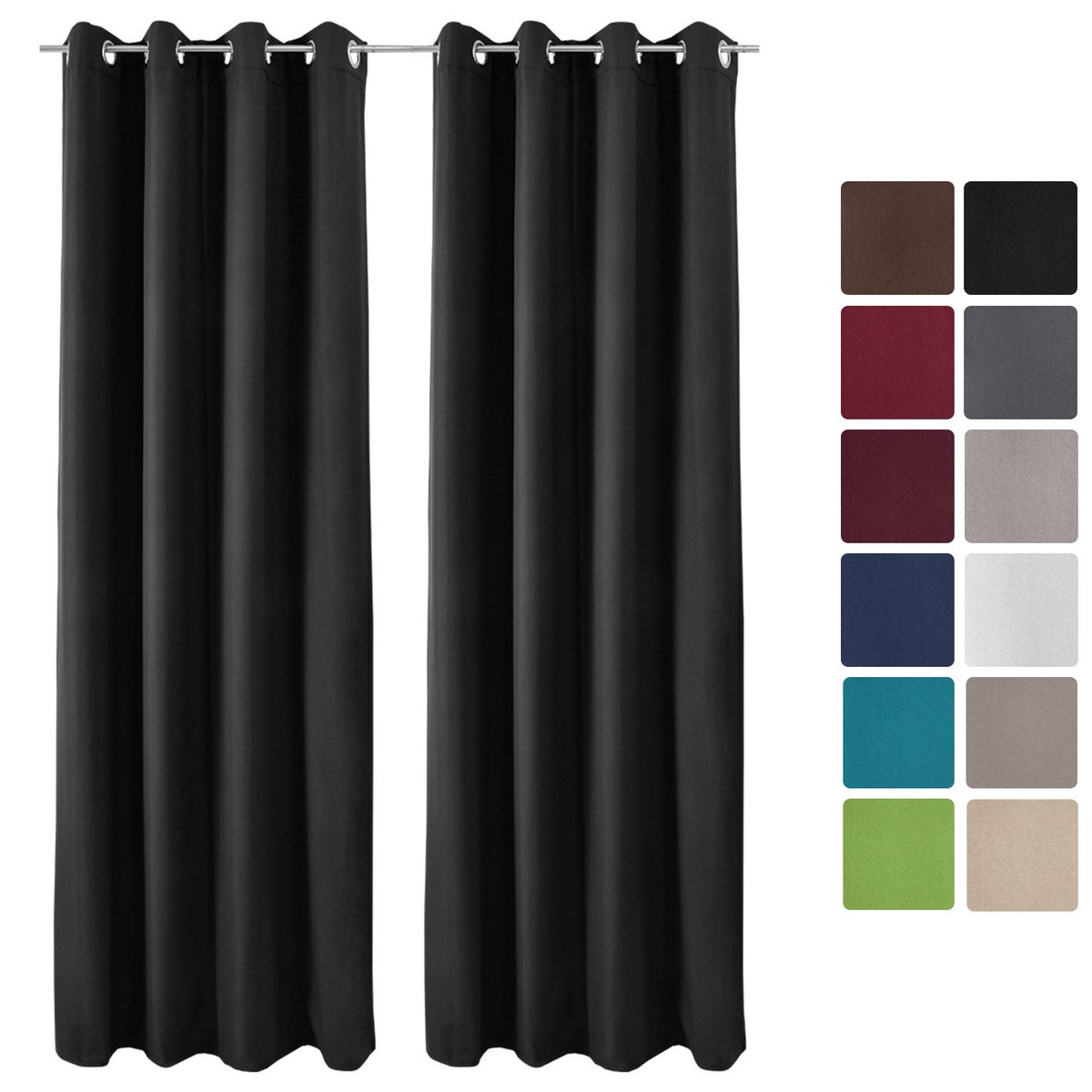 Beautissu Amelie TO Gordijn met Ring 140x245cm Zwart (set van 2)