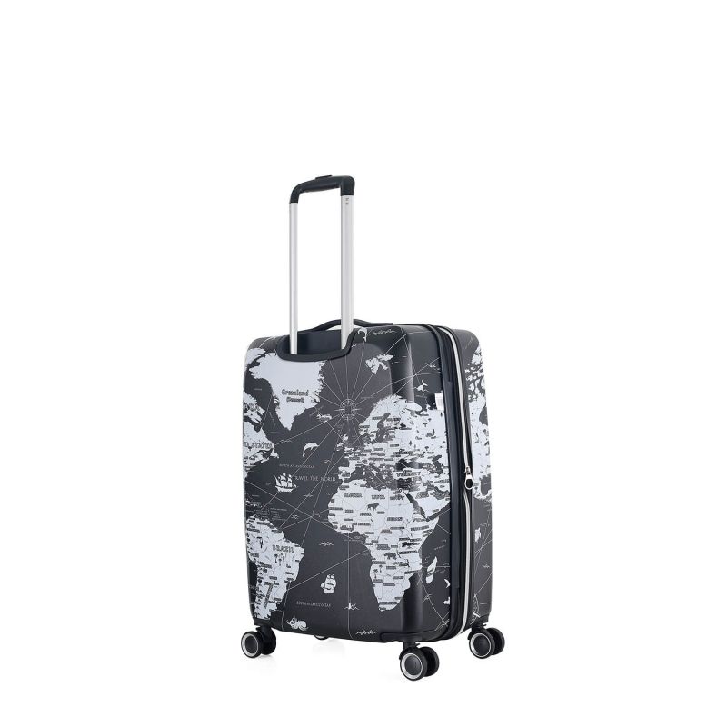 Valise cabine rigide 381 Extensible 55 cm Map Noir/blanc