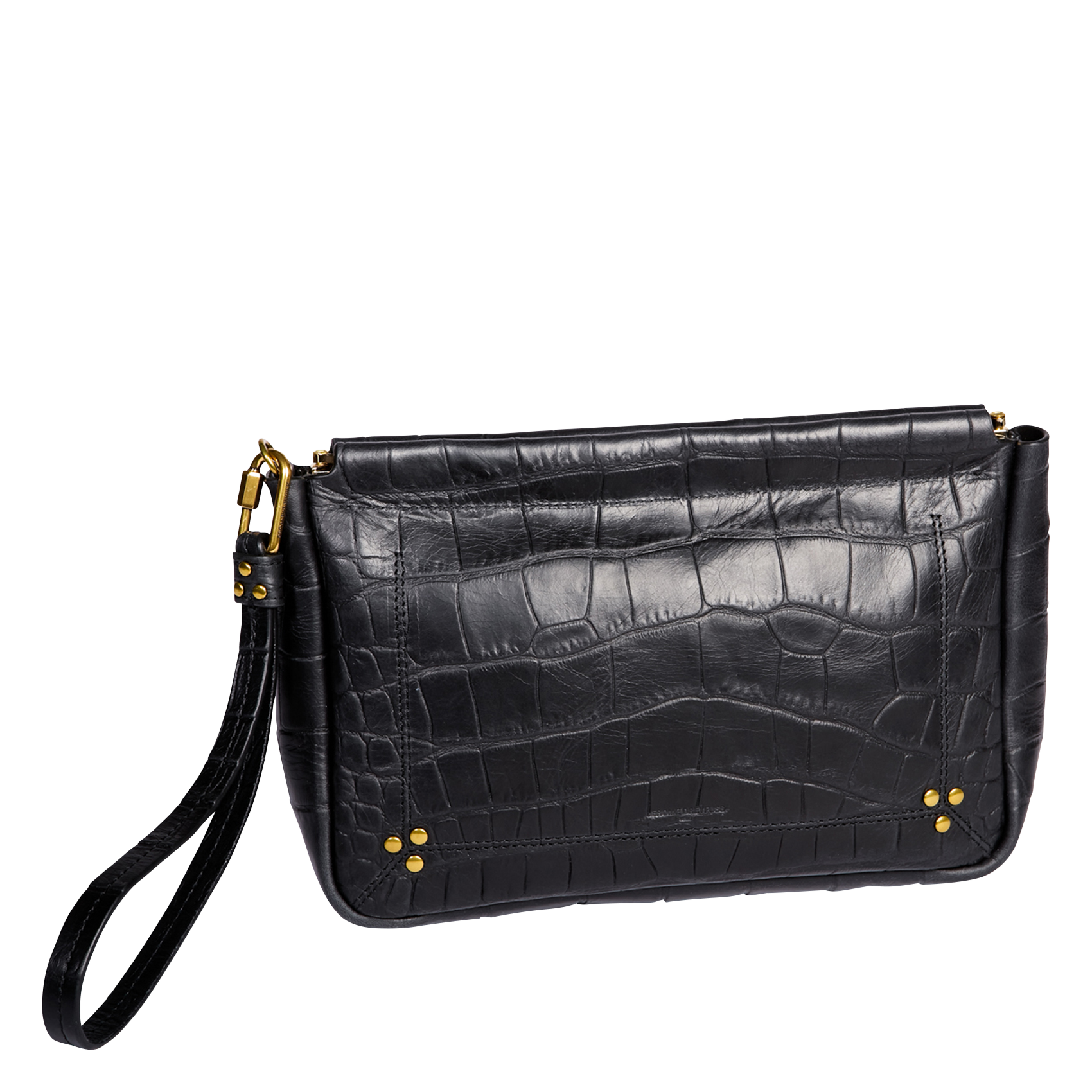CLAP L - Pochette en cuir croco| Noir