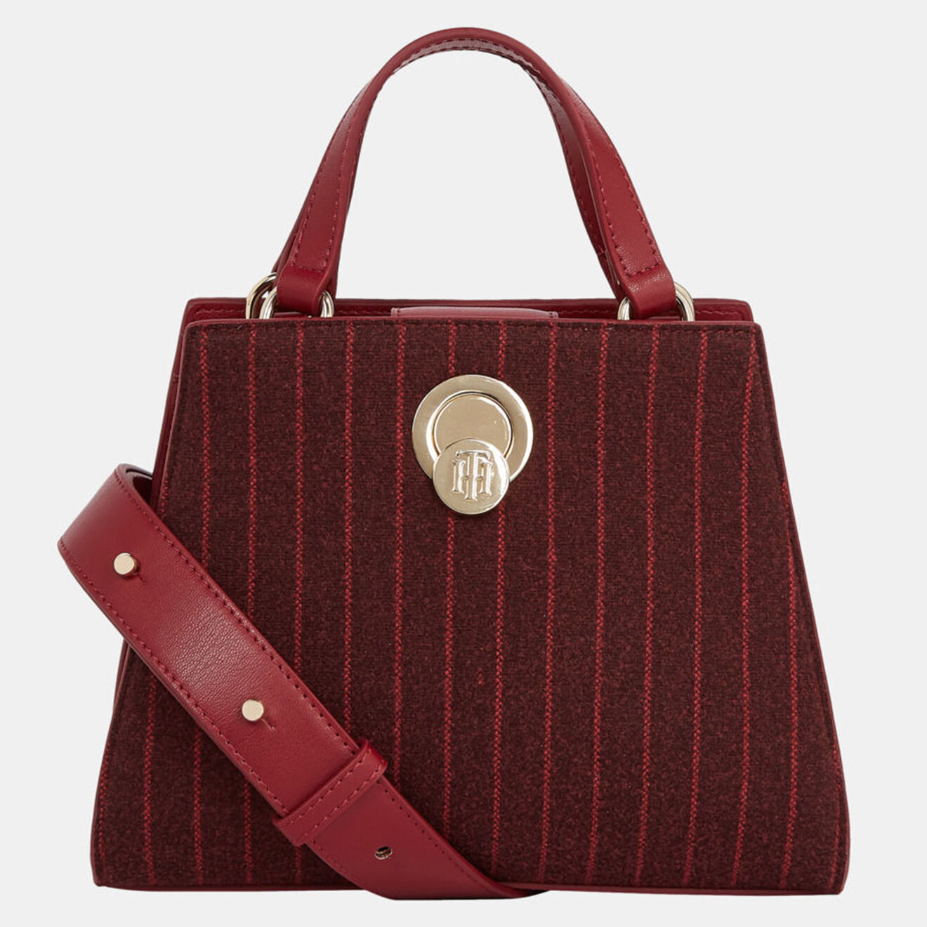 Tommy Hilfiger Sac à main Chic rayé bordeaux - 17,5x22,5x11 cm