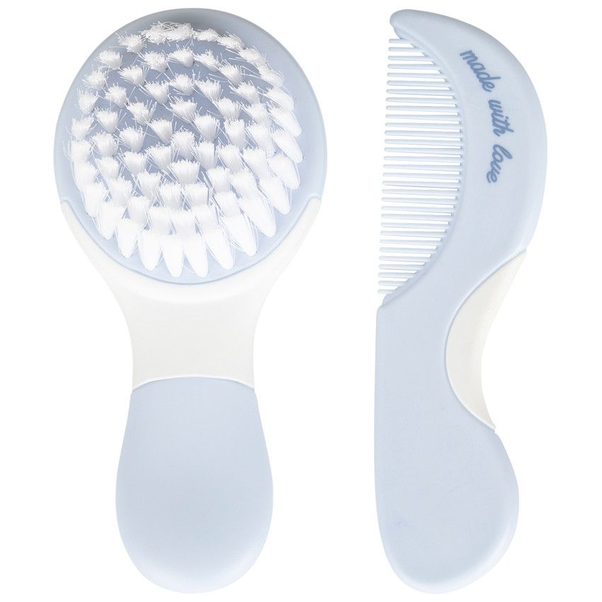Set brosse et peigne Aloha - Bleu - Ecru