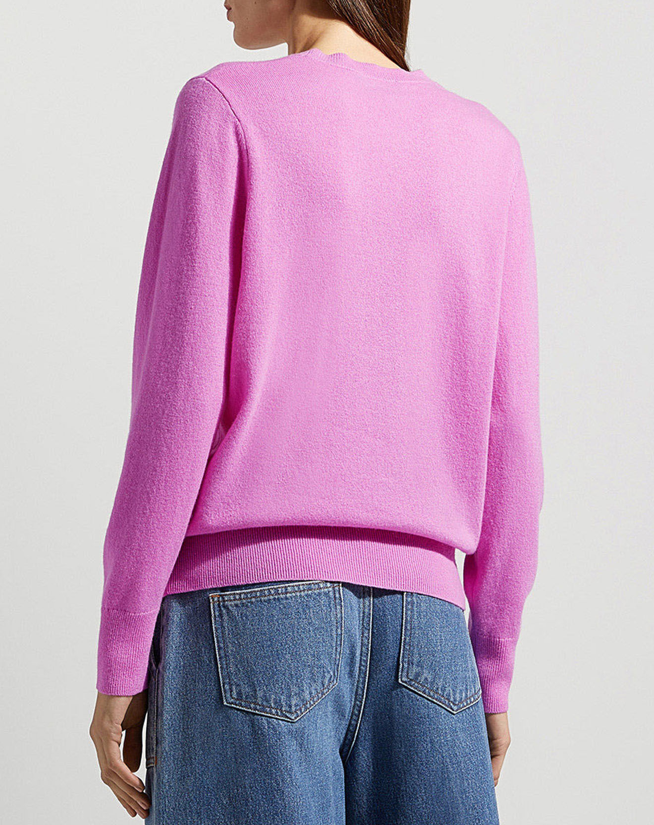 Galeries Lafayette Pull 100% Cachemire Zabri col rond rose