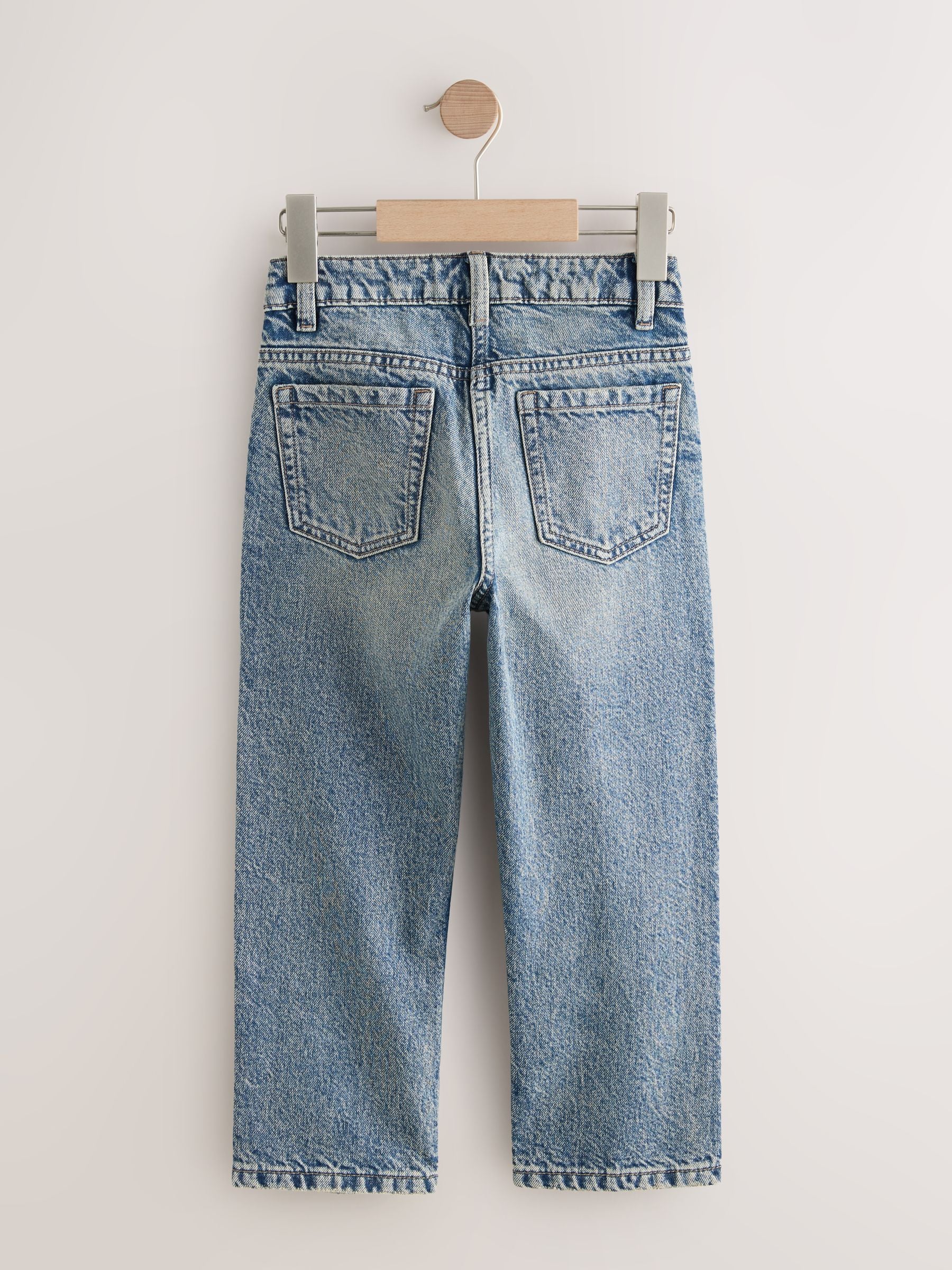 Normaal blauw - Rechte pijp jeans met versierd zakdetail (3-16jaar)